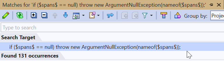 ReSharper Search With Pattern Findinds