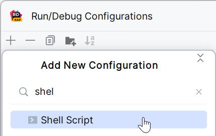 Rider Run/Debug Configuration Shell