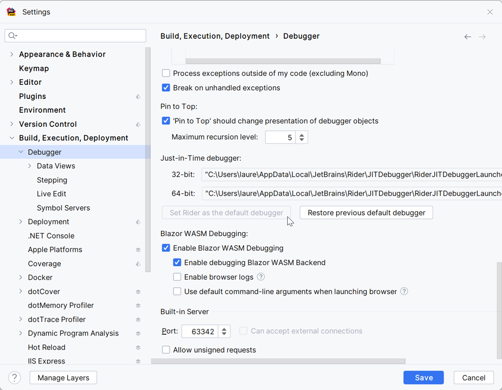 Set Rider As Default Debugger